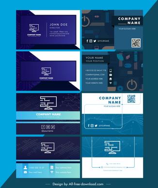 computer business card templates collection modern computing elements