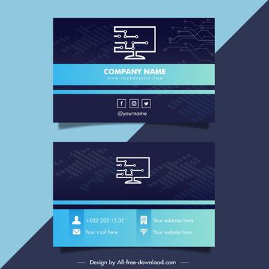 computer business card templates dark digital elements