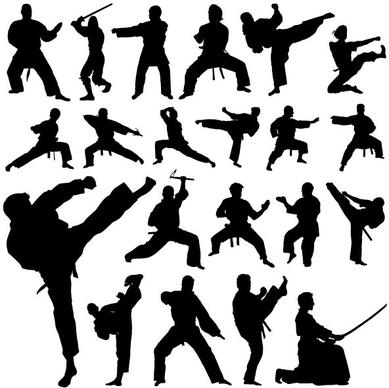 creative martial art vector silhouettes