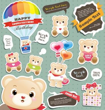 cute cartoon stickers 04 vector