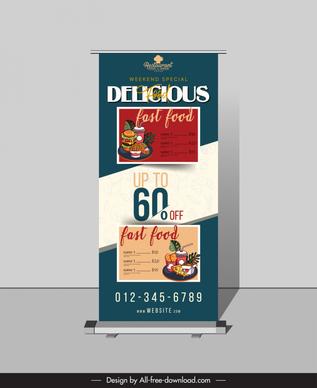 delicious food menu template standee design 