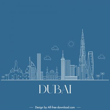 dubai skyline drawing flat handdrawn city scene