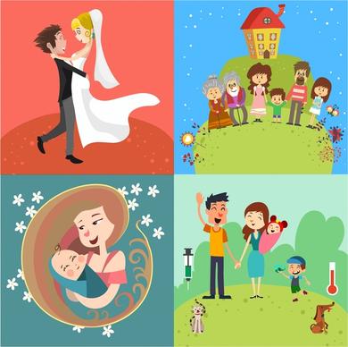 family concept vector design with time milestones