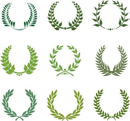 Green laurel wreath set