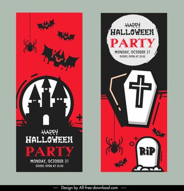 halloween card templates flat classical terrible elements