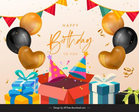 happy birthday backdrop template dynamic modern 3d design 