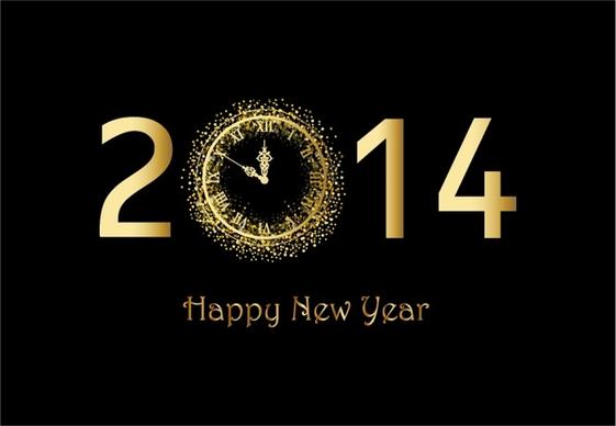 Happy New Year background with gold clock