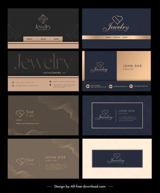 jewelry business card templates collection dark elegance 