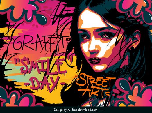 lifestyle painting retro dark woman graffiti street art  