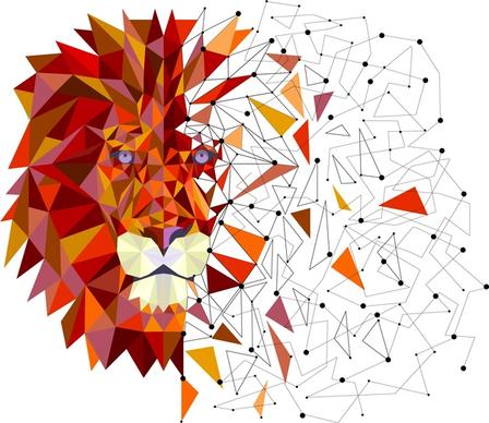 lion head in geometric design vector