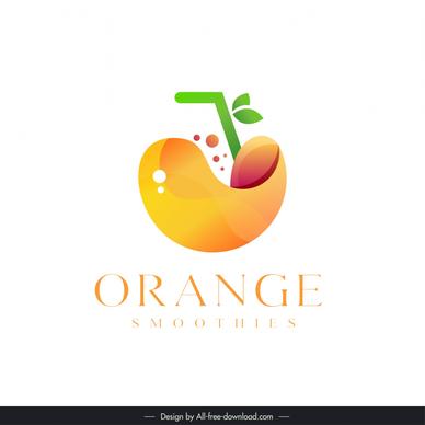 logo juice template flat orange fruit straw