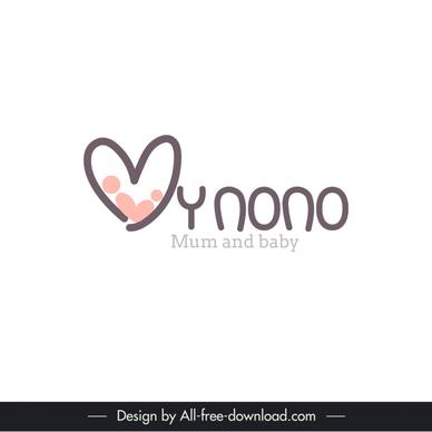 logo my nono mum  baby stylized handdrawn texts