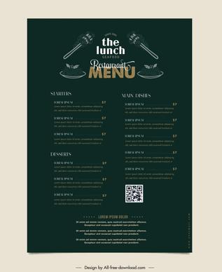 moody food menu template elegant dark chopstick noodle