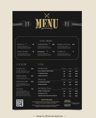 moody food restaurant menu  template elegant dark plain