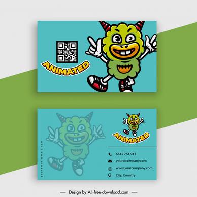 name card template funny alien monster cartoon