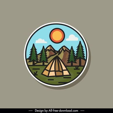 nature camping label template flat classical