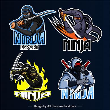 ninja icons fighting gesture dynamic design