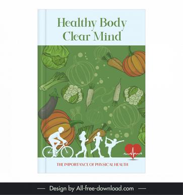 nutrition book cover template dynamic vegetable activities silhouette