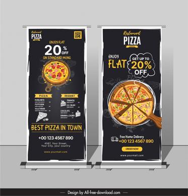 pizza restaurant menu template dark classic standee 