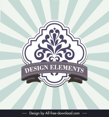 ribbon design elements hand drawn retro label symmetry