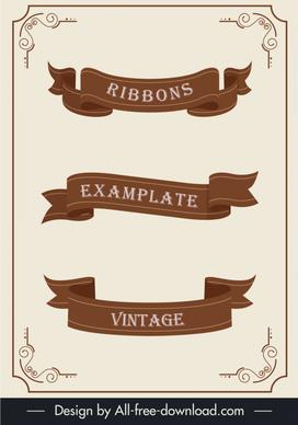 ribbon elements templates brown retro 3d