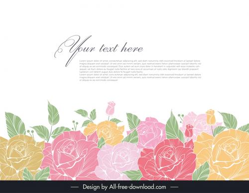 rose flower background template elegant blossom 