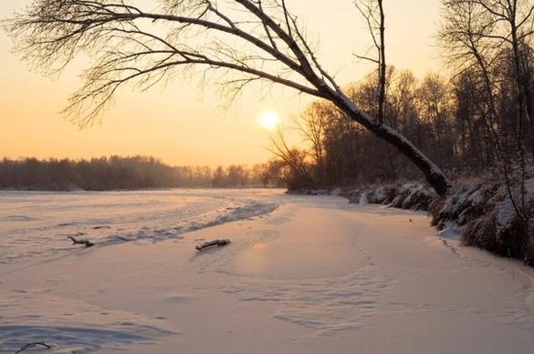 sunset winter snow