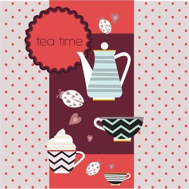 tea time concept design with pot and cups