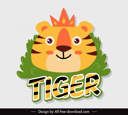 tiger animal sticker template cute flat cartoon outline 