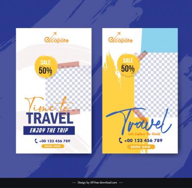 travel roll up banner templates checkered grunge elegance