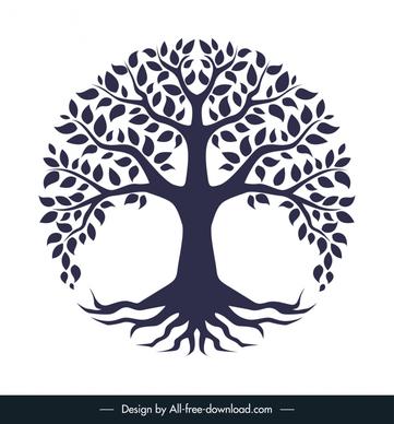 tree of life icon flat symmetric silhouette sketch