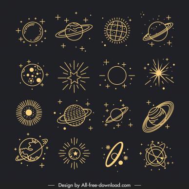  universe icon sets handdrawn line art 