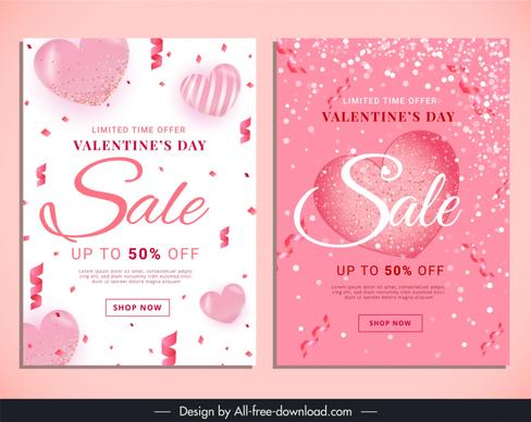   valentine day sale poster template elegant hearts confetti