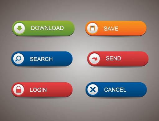 webpage buttons collection rounded horizontal shapes