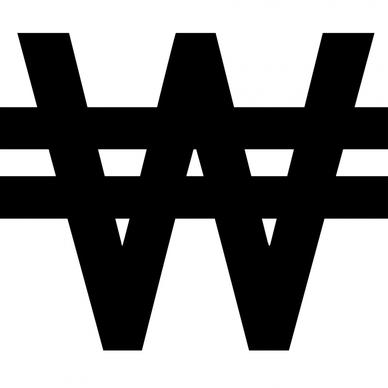 won sign icon flat black white outline