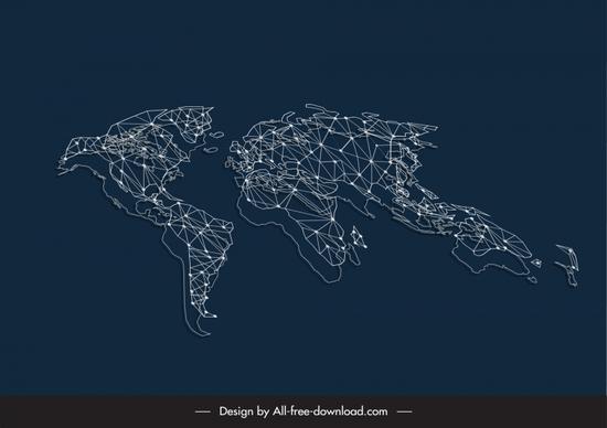 world map background dots lines connection sketch