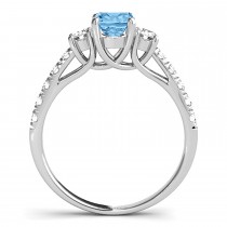 Oval Cut Blue Topaz & Diamond Engagement Ring Platinum (1.40ct)