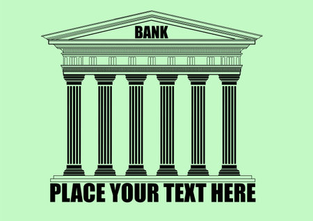 Illustration for Portico an ancient temple. bank. Colonnade isolated on green background. color vector illustration - Royalty Free Image