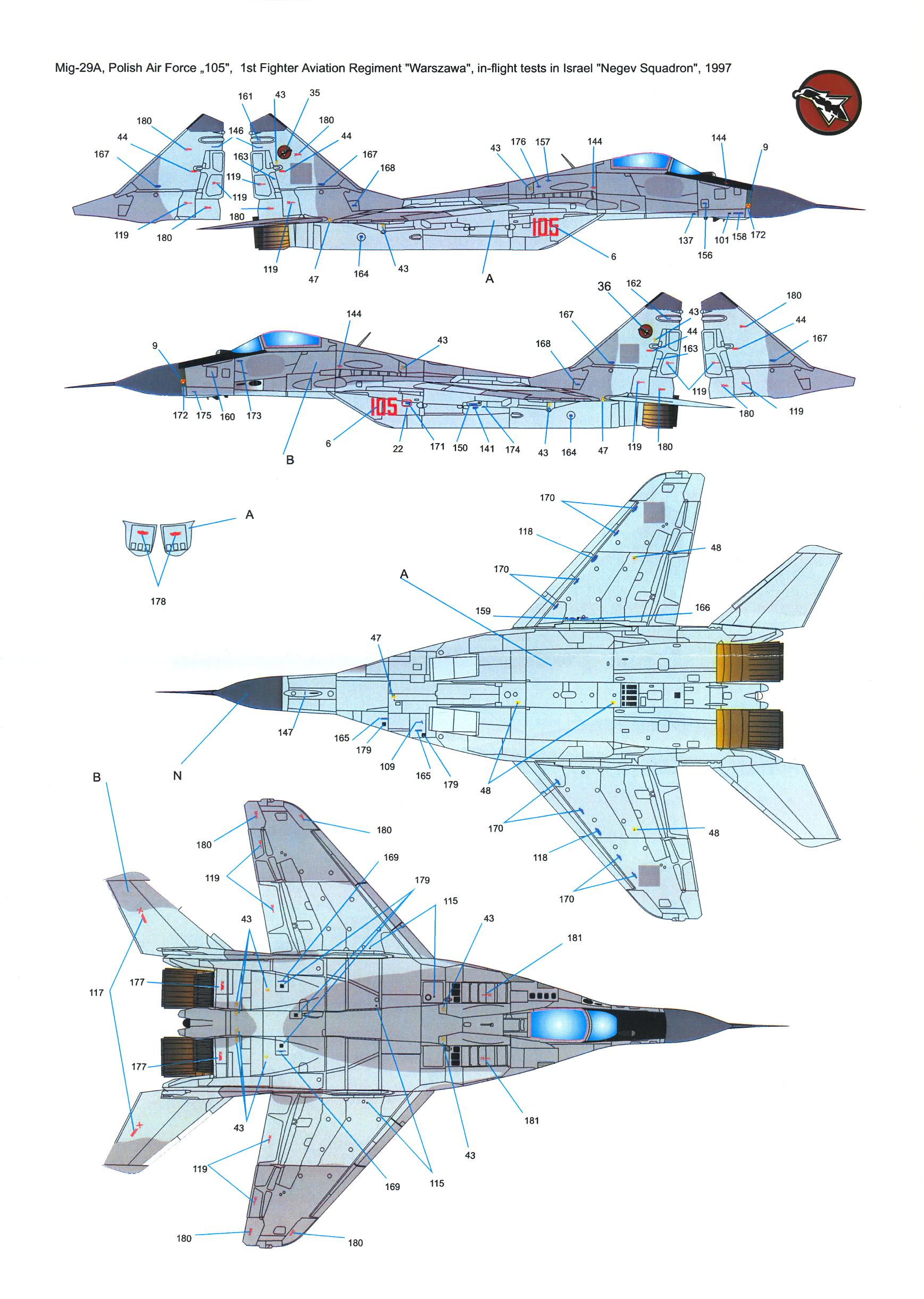 Techmod Decals 1 32 Mikoyan Mig 29a Mig 29g And Mig 29ub Fulcrum Polish ...