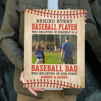 Baseball Dad Behind Every Baseball Player Custom Picture Canvas, Fathers Day Baseball Gifts For Dad, Baseball Gifts For Dad From Son