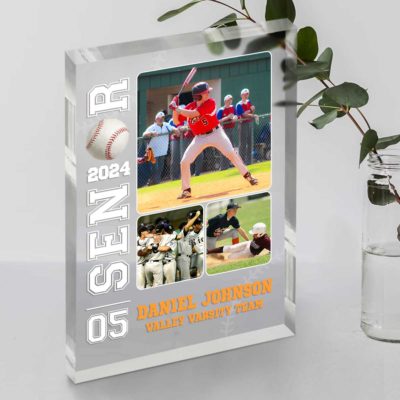 Baseball Senior Custom Photo Acrylic Plaque, Baseball Gifts For Seniors, Presents For Baseball Players, Personalized Baseball Keepsake Gift