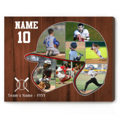 batting helmet baseball photo gift personalized baseball collage canvas gift for baseball player gifts baseball senior night gift