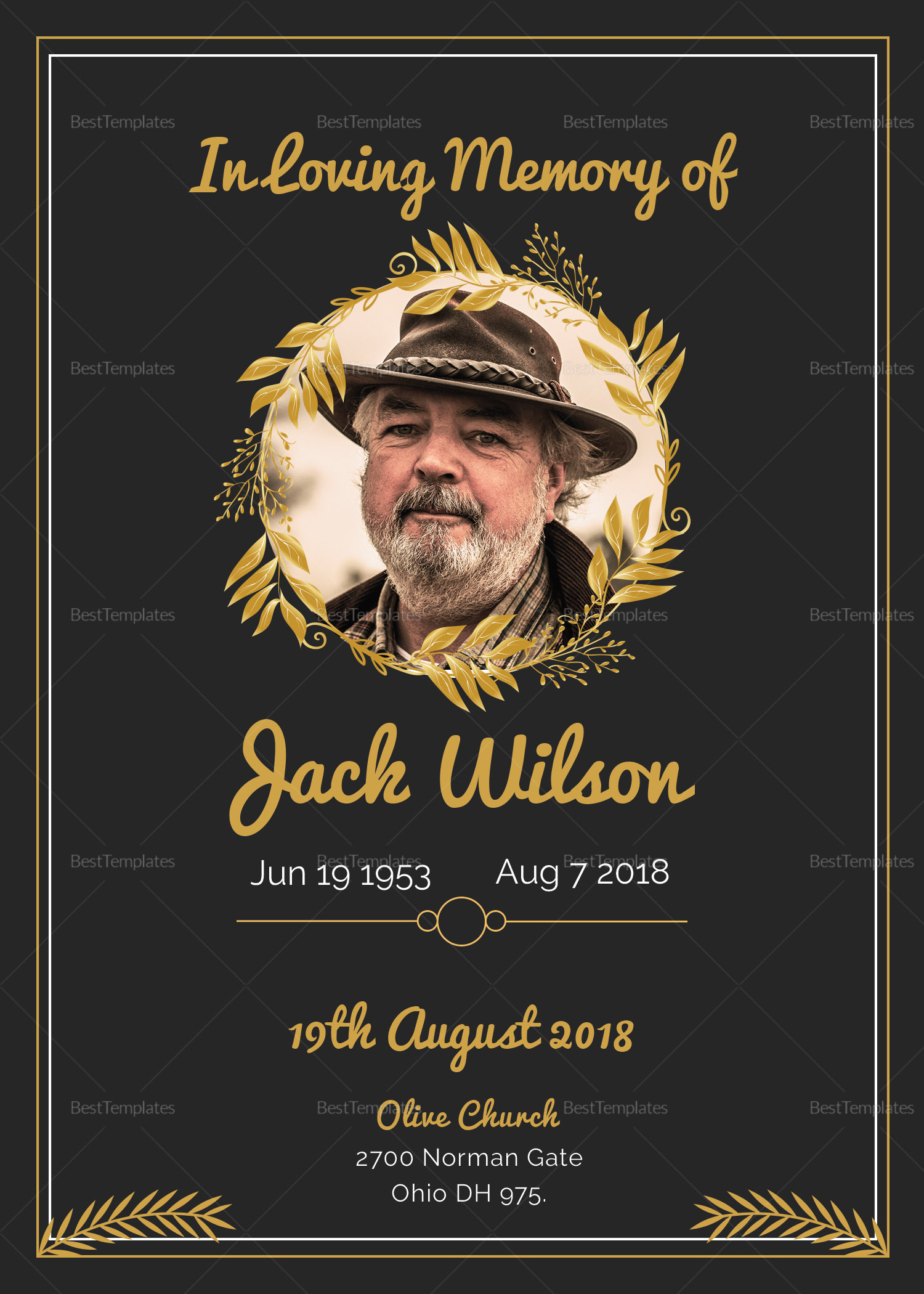 Printable Funeral Announcement Cards