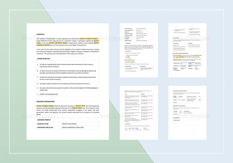 Industrial Training Report Template in Word, Apple Pages