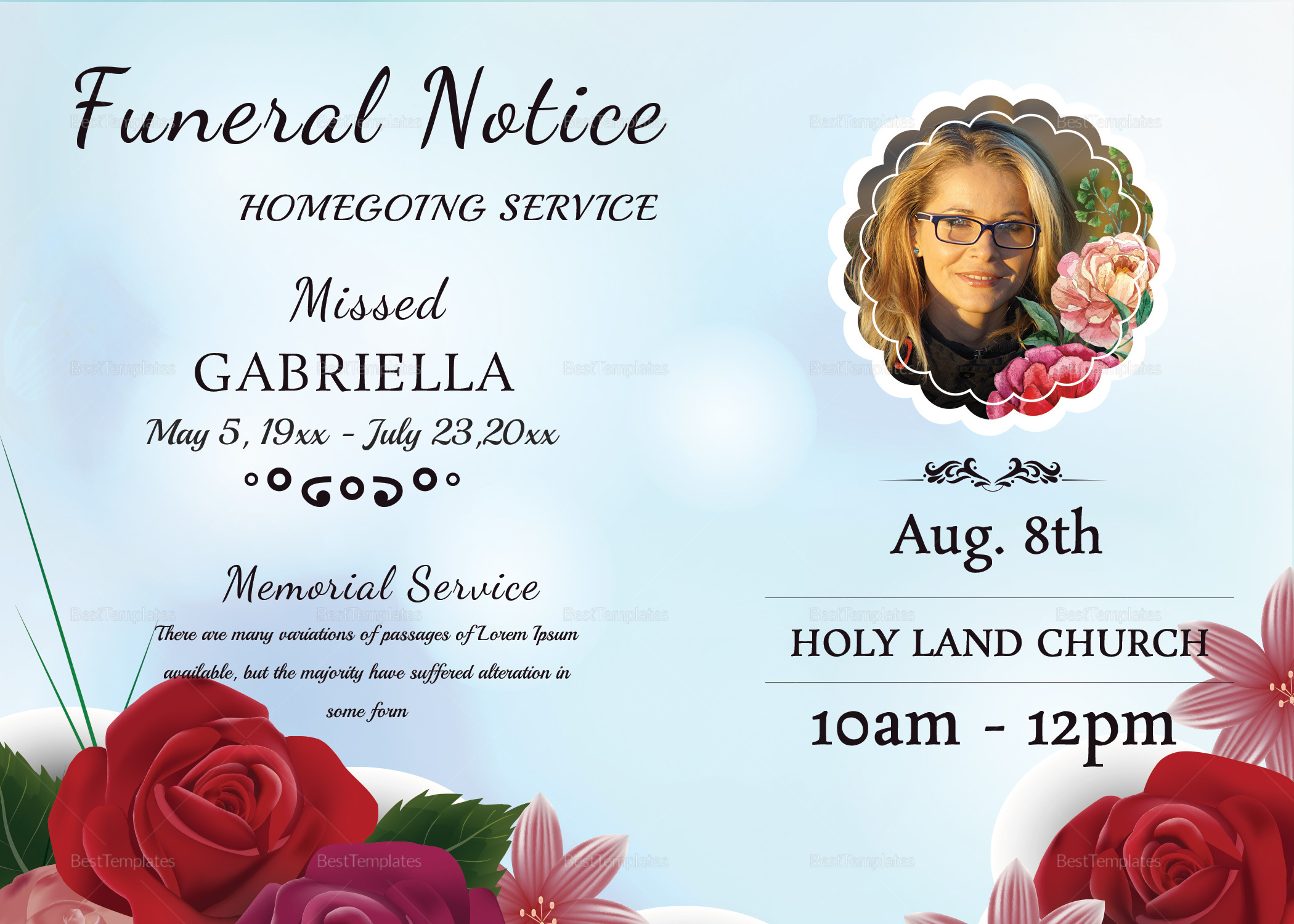 Memorial Funeral Program Template In Adobe Photoshop Microsoft Word ...