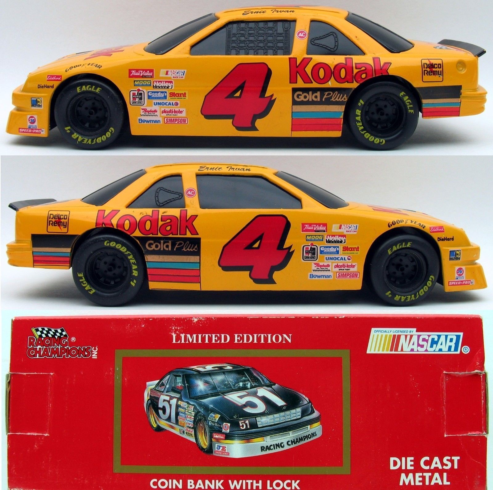 #4 ERNIE IRVAN KODAK RACING CHAMPIONS 1/24 SCALE DIECAST NASCAR CAR ...