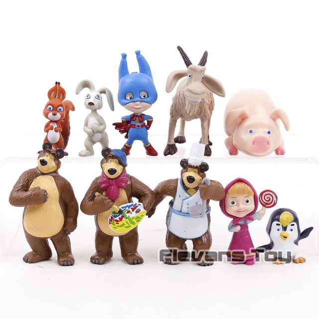 Masha &The Bear Masha and Bear and Friends Rabbit Squirrel Penguin Goat ...