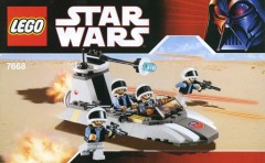 <h1>Rebel Scout Speeder</h1><div class='tags floatleft'><a href='/sets/7668-1/Rebel-Scout-Speeder'>7668-1</a> <a href='/sets/theme-Star-Wars'>Star Wars</a> <a class='subtheme' href='/sets/subtheme-Miscellaneous'>Miscellaneous</a> <a class='year' href='/sets/theme-Star-Wars/year-2008'>2008</a> </div><div class='floatright'>©2008 LEGO Group</div>