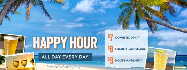 Join us for Happy Hour - All Day 7 days a week includes $7 select domestic drafts, $7 well drinks, $7 house margaritas and more!