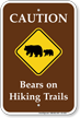 Caution Bears On Hiking Trails Campground Sign